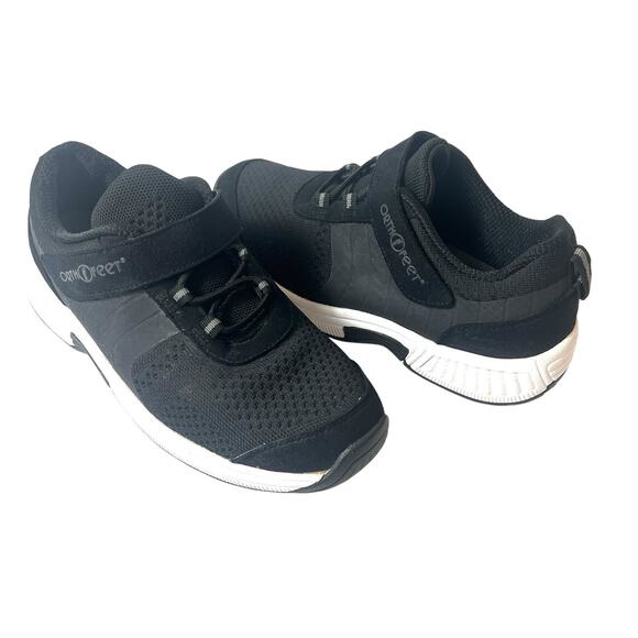 OrthoFeet Bio Fit Walker Shoes Sneaker Snap Black Fabric Womens Sz 7.5 B Low Top - Picture 1 of 11